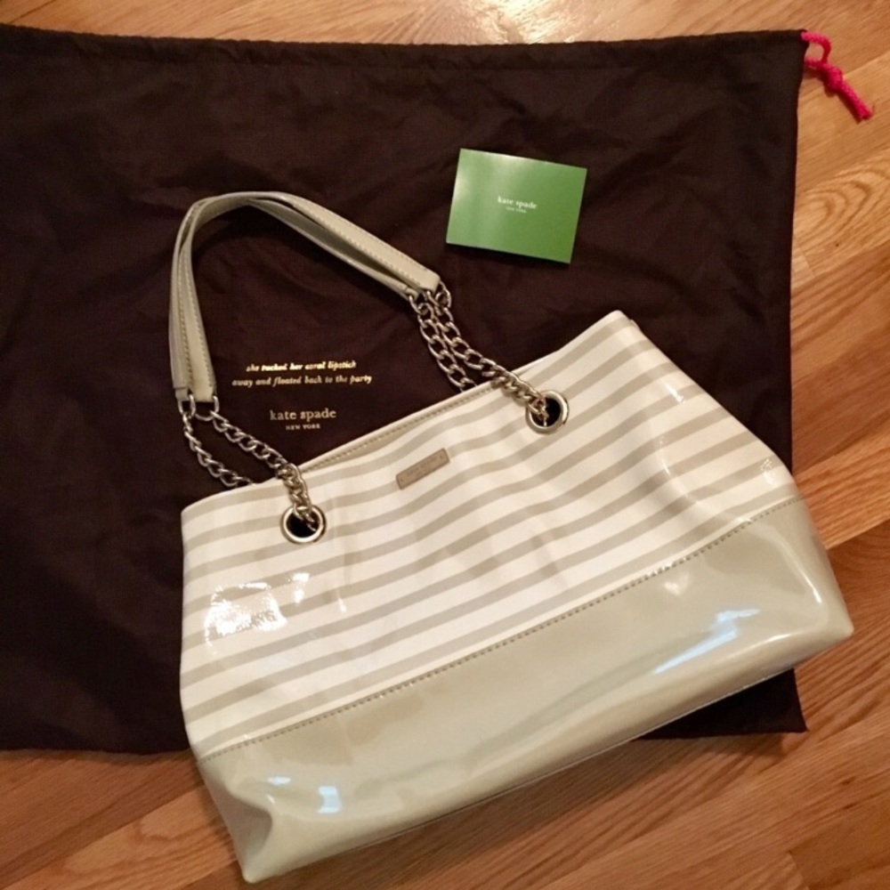Kate Spade Striped Shoulder Bag with Chain Straps - Picture 5 of 7
